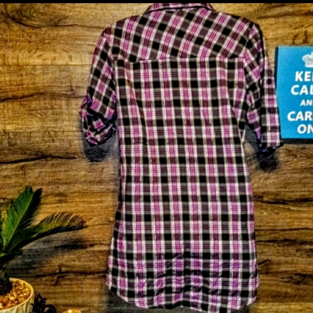 Miss Famous Mini Dress Size Large Purple Plaid - Picture 4 of 11